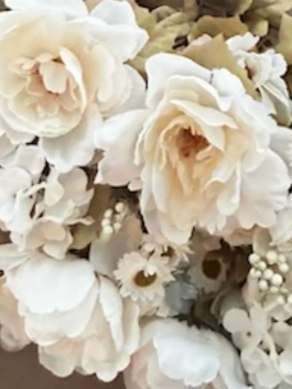 Set of 4 Delicate Cream Peonies Hydrangeas Mixed Flowers Bouquets